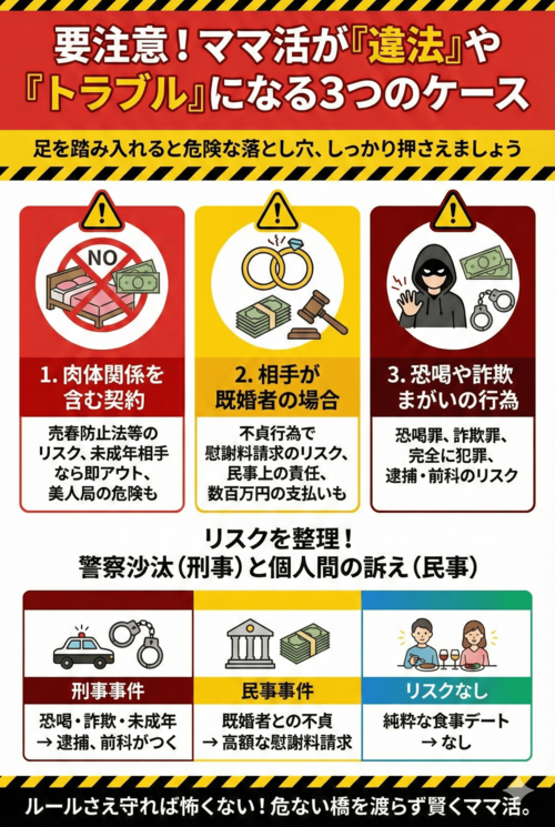 ママ活が「違法」や「トラブル」になる3つのケース