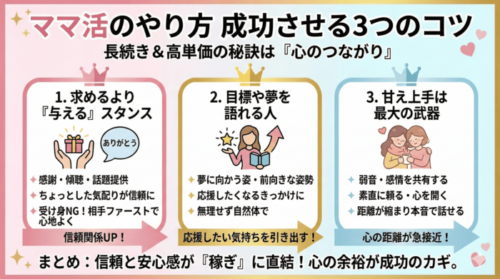 ママ活のやり方を成功させるための3つのコツ